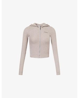 GYMSHARK Supersoft Ribbed Stretch-Woven Hoodie - White