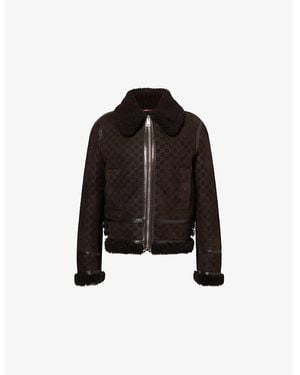 Gucci Relaxed-Fit Biker Shearling Jacket - Black