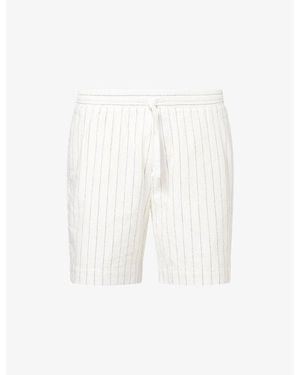 CHE Franklin Striped Cotton And Linen-Blend Shorts - White