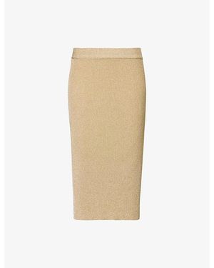 Stella McCartney Slim-Fit Ribbed Lurex Skirt - Natural