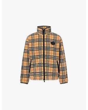 Burberry Check-Print High-Neck Wool-Blend Jacket - Metallic