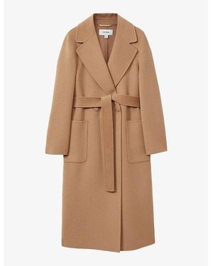 Reiss Lucia Double-Breasted Regular-Fit Wool-Blend Coat - Brown