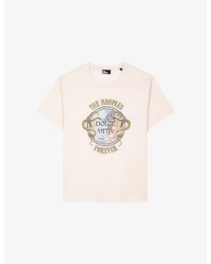 The Kooples Branded-Print Short-Sleeved Cotton-Jersey T-Shirt - White
