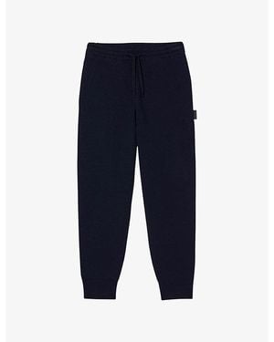 Sandro Logo-Patch Regular-Fit Stretch-Woven Jogging Bottoms - Blue