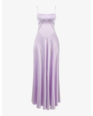 House Of Cb Anabella Lace-Up Satin Maxi Dress - Purple