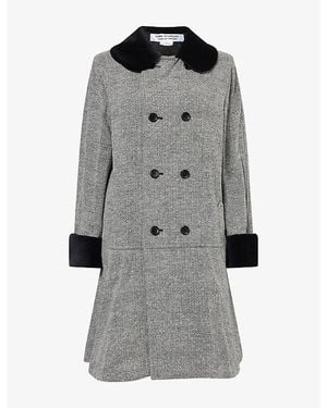 Comme des Garçons Velvet-Collar Nylon-Wool Woven Coat - Grey