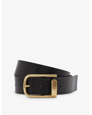 Reiss Iyla Half-Keeper Leather Belt - Black