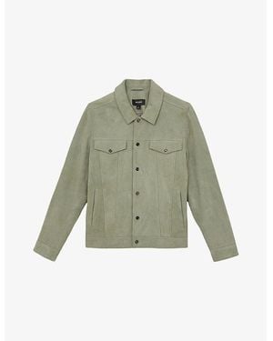 Reiss Edington Chest-Pocket Suede Jacket - Green