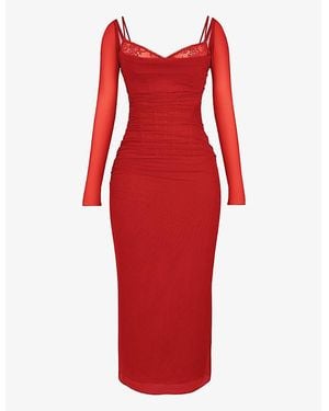 House Of Cb Katarina Corseted Stretch-Woven Maxi Dress - Red