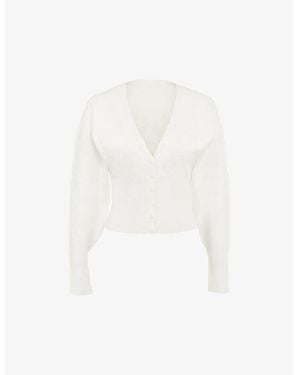 House Of Cb Off Noor V-Neck Knitted Cardigan - White