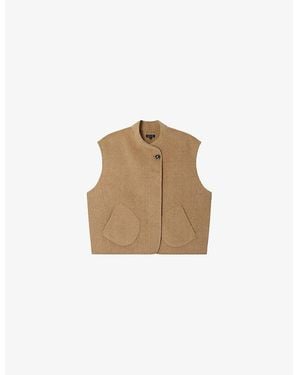 Soeur Adeline Sleeveless Wool-Blend Jacket - Natural