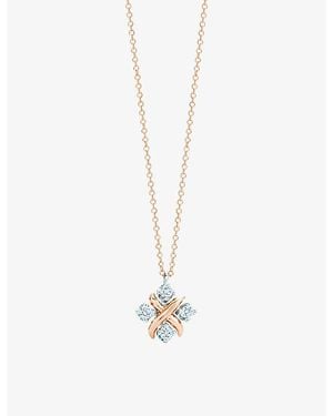 Tiffany & Co. Schlumberger Lynn 18Ct Rose, Platinum And 0.20Ct Diamond Pendant Necklace - White