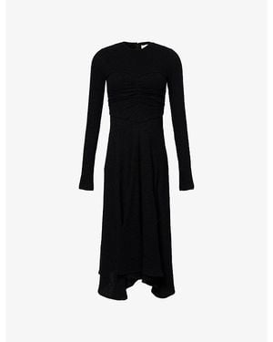 Isabel Marant Flora Ruched Stretch-Cotton Blend Maxi Dress - Black
