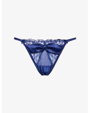 Lounge Underwear Attract Lace Thong - Blue