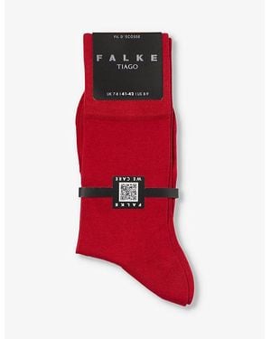 FALKE Tiago Fine-Pattern Ankle-Rise Stretch-Cotton-Blend Socks - Red