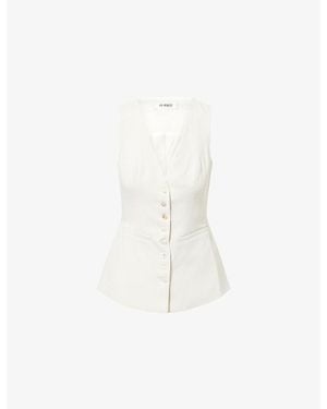 4th & Reckless Elaine Tie Belt Detail Button Waistcoat - White
