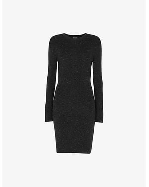 Whistles Annie Bodycon Sparkle-Knit Mini Dress - Black