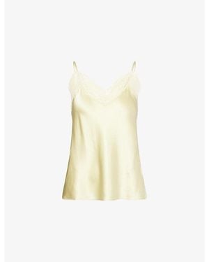 Veronica Beard Johanan Lace-Trim Stretch-Silk Camisole Top - Yellow
