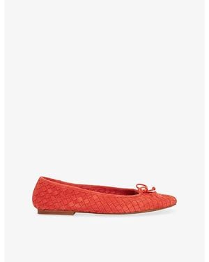 Dune Heat Woven Leather Ballet Flats - Red