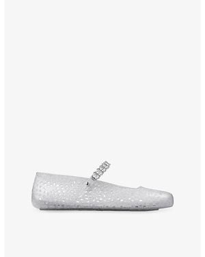 Jimmy Choo The Jelly Glitter-Embellished Ballet Flats - White