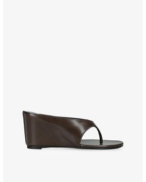 Jude Yaga Leather Wedge Sandals - Brown