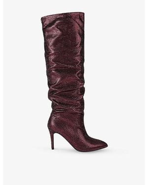 Carvela Kurt Geiger Amore Crystal-Embellished Heeled Knee-High Boots - Red