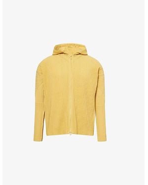 Homme Plissé Issey Miyake June Zip-Up Pleated Knitted Hoody - Yellow