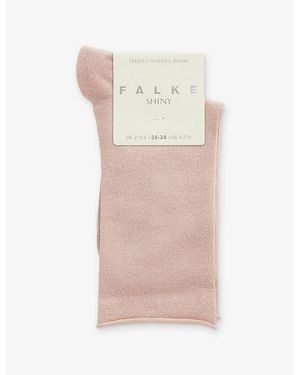 FALKE Shiny Calf-Length Knit Socks - Pink