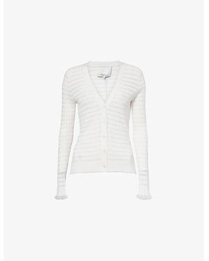 3.1 Phillip Lim V-Neck Ribbed Knitted Cardigan - White