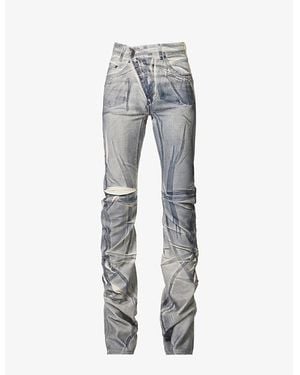 OTTOLINGER Drape Straight-leg High-rise Denim Jean - Gray