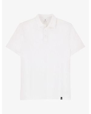 BOGGI Short-Sleeved Branded-Tab Stretch-Cotton Polo Shirt - White