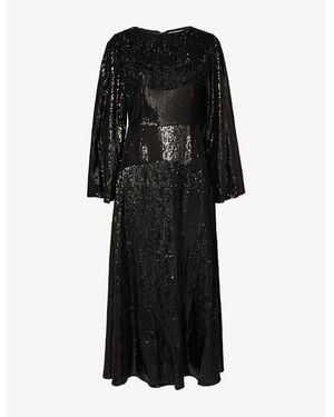 Sister Jane Nights Beaded-Collar Embellished Maxi Dress - Black