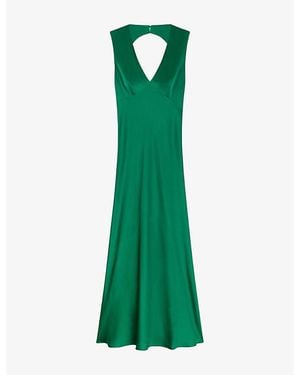 OMNES Nova Tie-Back Satin Maxi Dress - Green