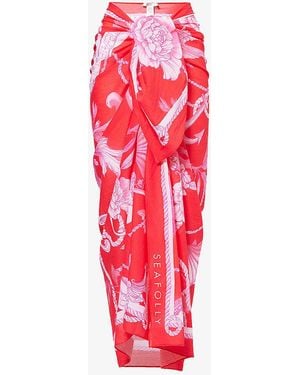 Seafolly Ahoy Graphic-print Cotton Sarong - Red