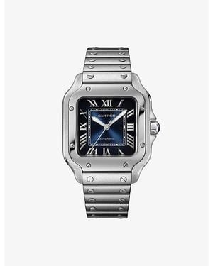 Cartier Crwssa0073 Santos-Dumont Medium Model Stainless-Steel Automatic Watch - Blue