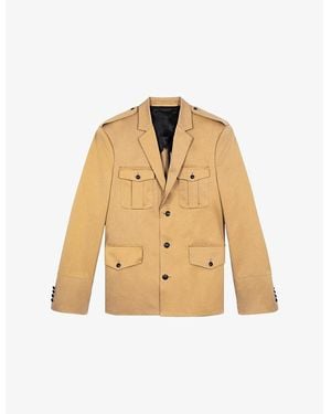 The Kooples Single-Breasted Four-Pocket Cotton Jacket - Natural