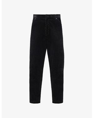 Prada Pinwale Triangle-Plaque Corduroy Cotton Trousers - Black