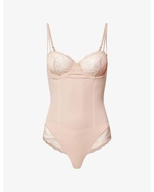 Calvin Klein Sensual Stretch Lace Shapewear Bodysuit - Pink