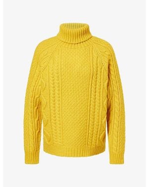 Weekend by Maxmara Aran-Knit Relaxed-Fit Wool-Blend Jumper - Yellow