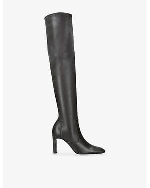 TOTEME Pointed-Toe Leather Over-The-Knee Heeled Boots - Black