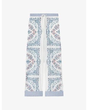 Claudie Pierlot Straight-Leg Printed Cotton Trousers - Blue