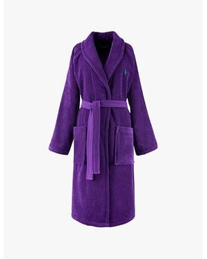 Ralph Lauren Home Chalet Logo-Embroidered Relaxed-Fit Cotton Bathrobe - Purple