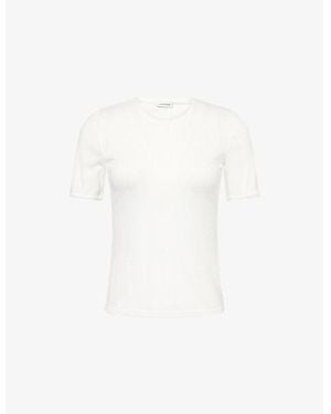 Anine Bing Pia Round-Neck Knitted T-Shirt - White