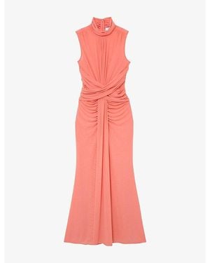 Reiss Starla Ruched Sleeveless Stretch-Woven Maxi Dress - Pink