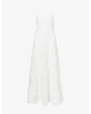 Amy Lynn Floral Cotton-Poplin Maxi Dress - White