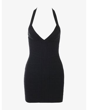 House Of Cb The Contour Halter-Neck Stretch-Woven Mini Dress - Black