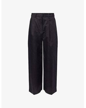 WE Are Tala Pleated Wide-Leg Cotton And Linen Trousers - Blue