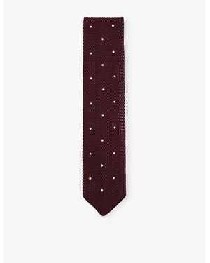 Reiss Punto Spot-Embroidered Silk Tie - Purple