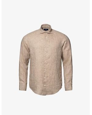 Eton Dark Long-Sleeved Single-Cuff Regular-Fit Linen Shirt - Natural