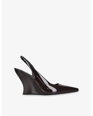 Alaïa Sling Patent-Leather Wedges - Black